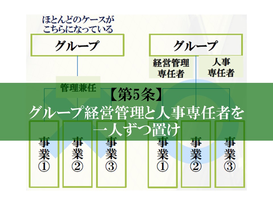 【第5条】グループ経営管理と人事専任者を一人ずつ置け