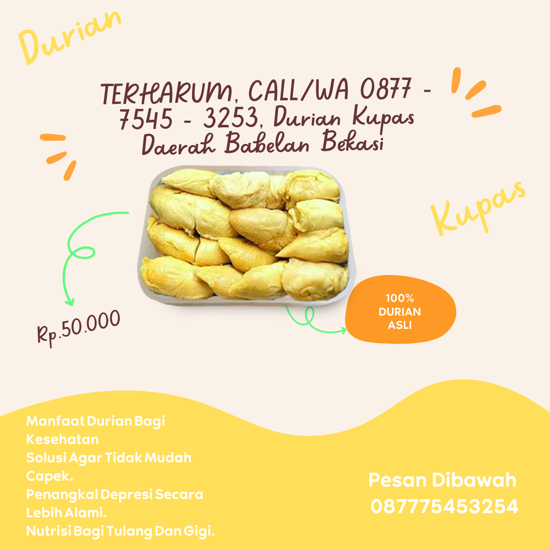 TERHARUM, CALL/WA 0877 - 7545 - 3253, Durian Kupas Daerah Babelan Bekasi
