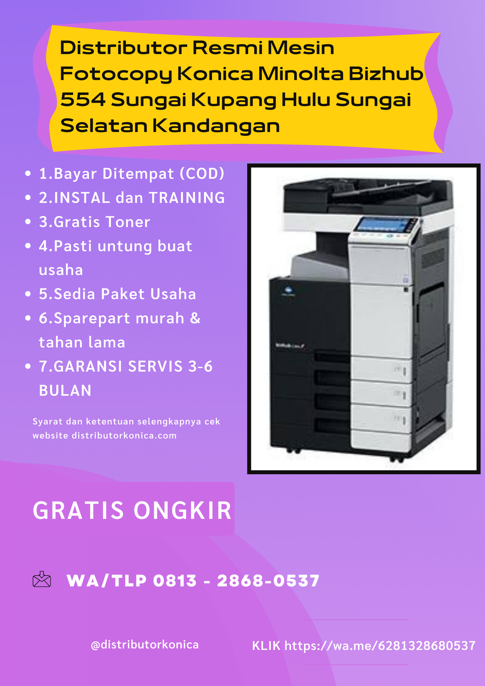 ORIGINAL!!! WA/TLP 0813 - 2868-0537,Mesin Fotocopy Konica Minolta Bizhub 552 Sungai Kupang Hulu Sungai Selatan Kandangan