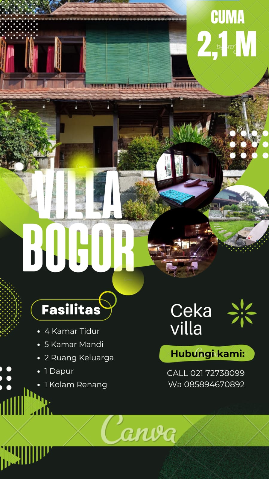 DIJUAL VILLA TERMURAH DI BOGOR, CALL 085894670892