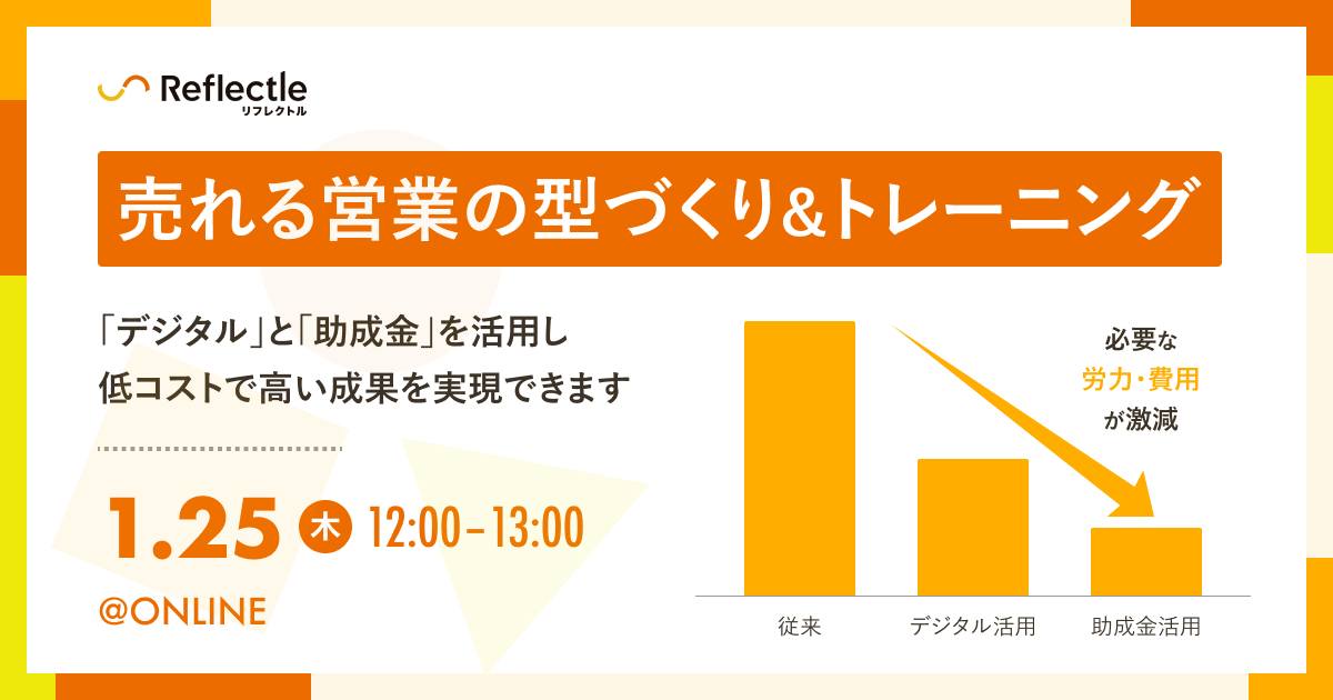 1月25日（木）「売れる営業の型づくり&トレーニング」助成金セミナー開催決定！