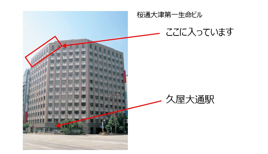 事務所ロケーション地下鉄久屋大通駅ほぼ直結