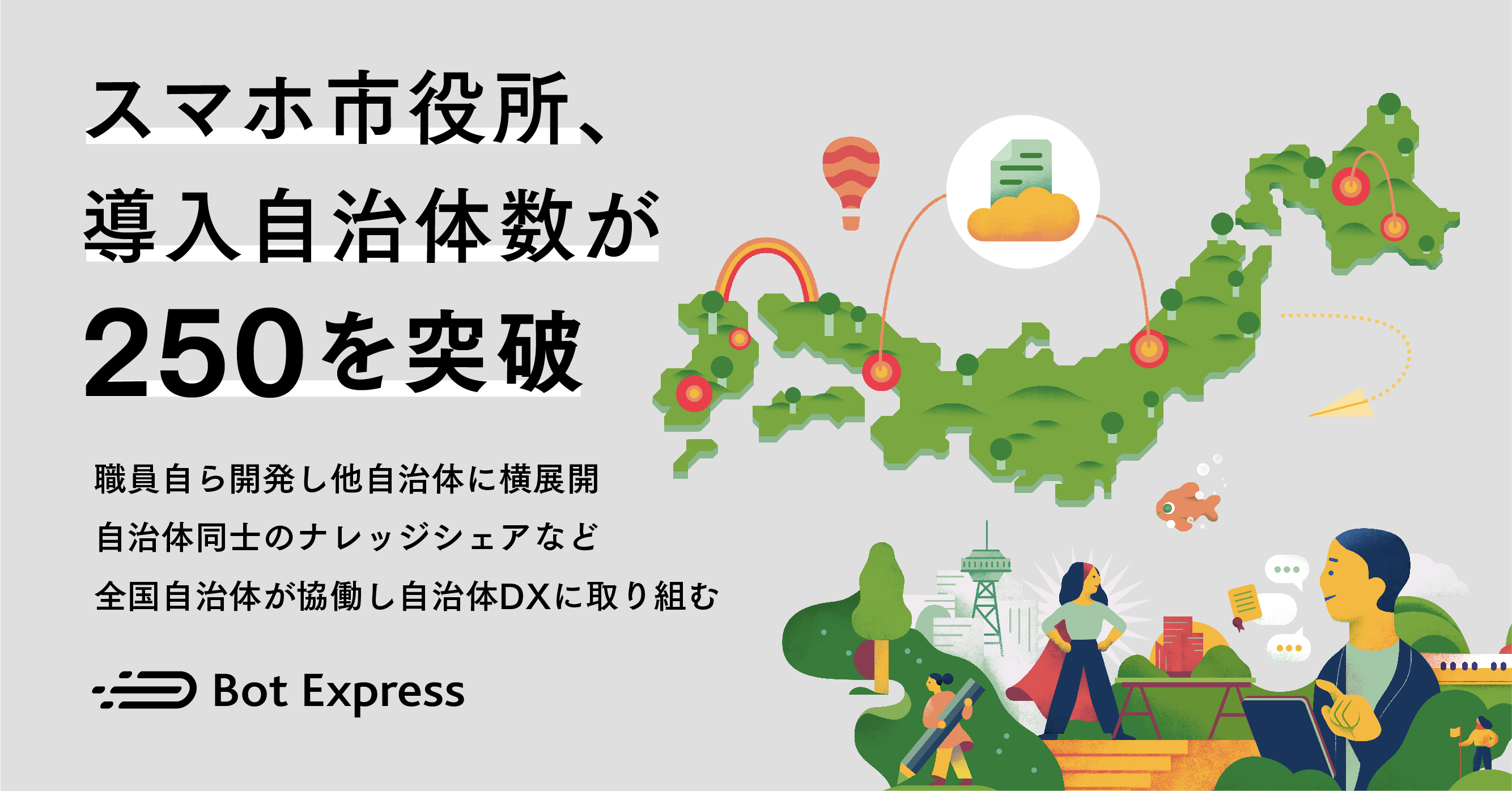 スマホ市役所の開設自治体数が250を突破しました