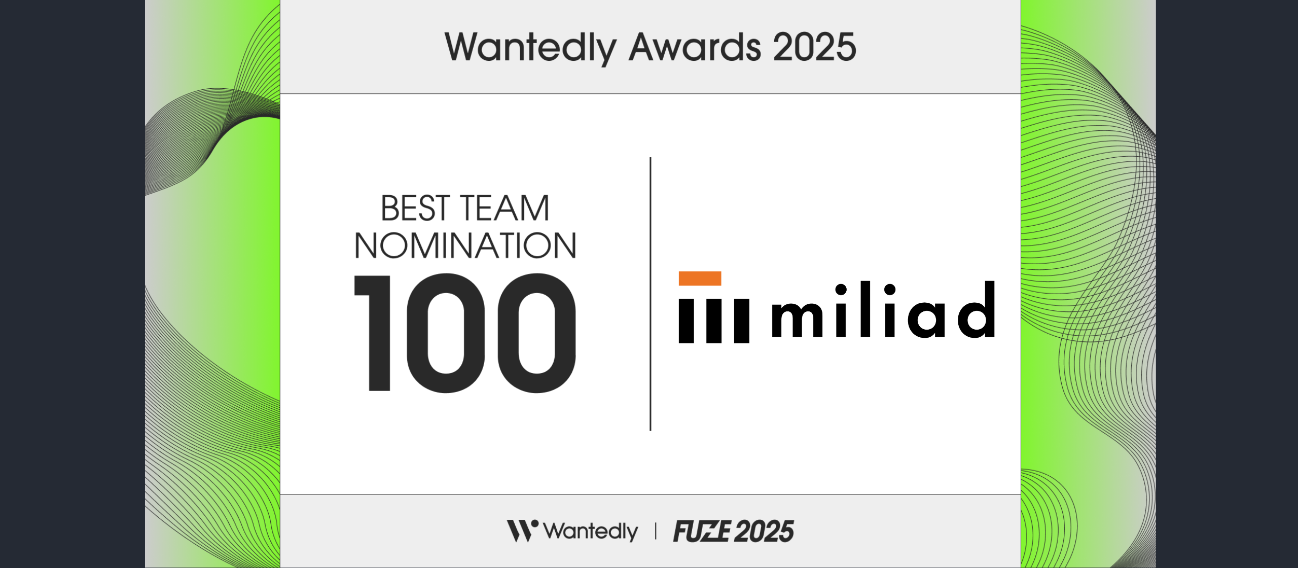 ミリアドがWantedly Awards 2025「TEAM OF THE YEAR BEST100」に選ばれました！🎉