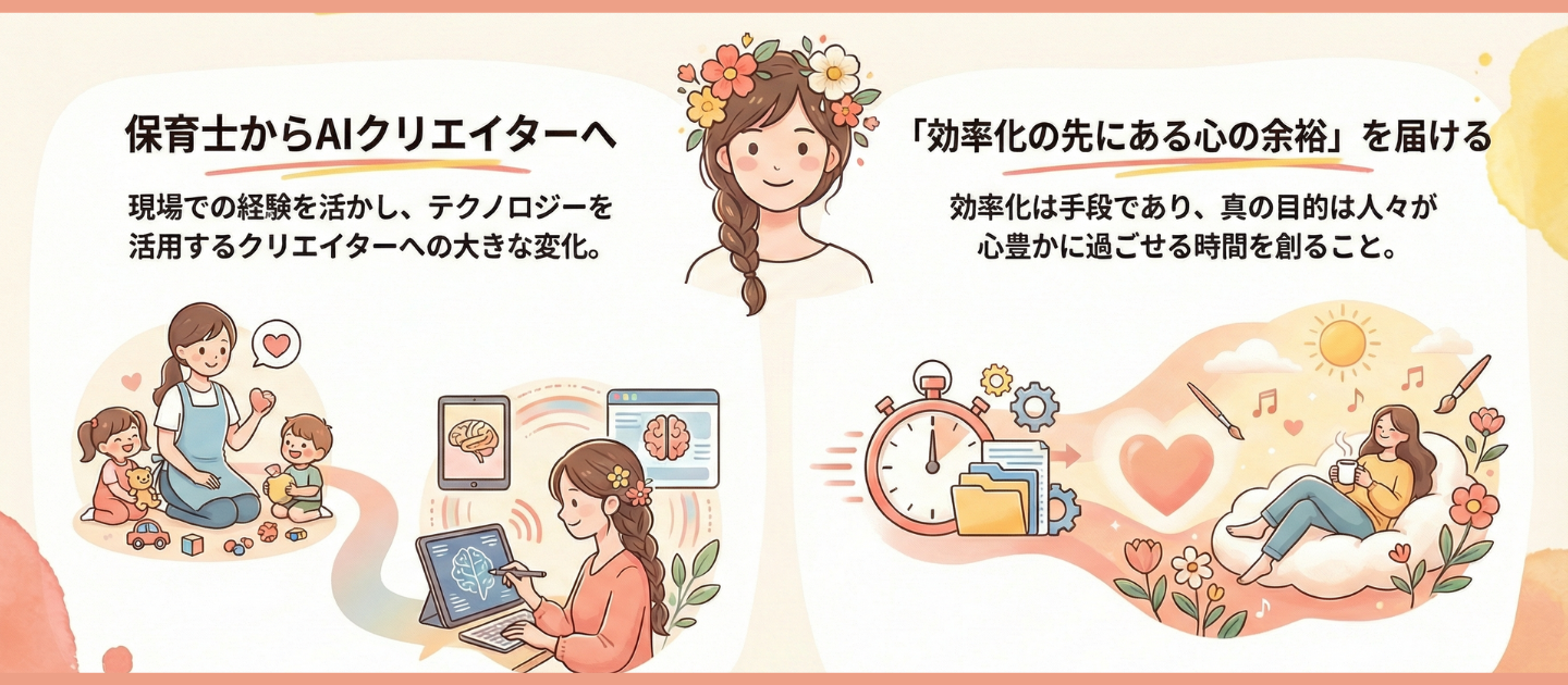 保育士からAIクリエイターへ。私が『効率化の先にある心の余裕』を届けると決めた理由