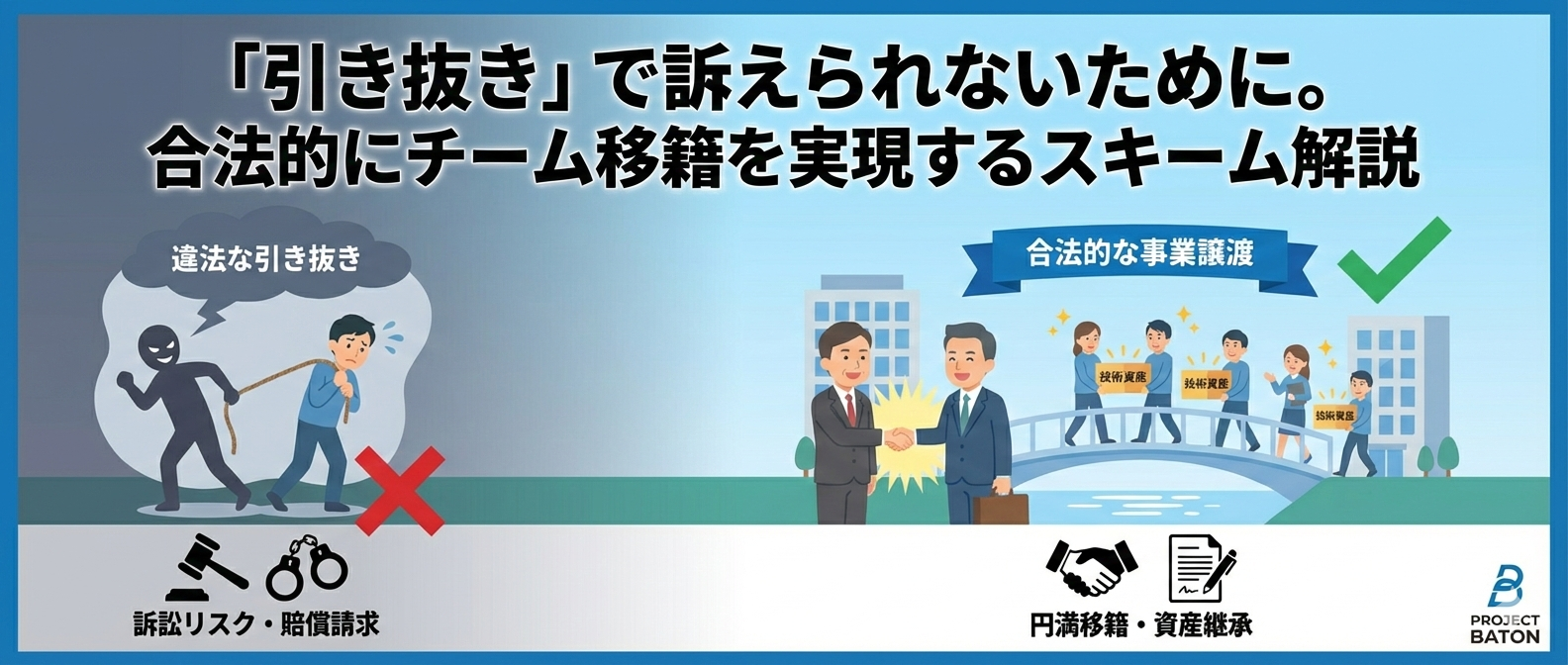 「引き抜き」で訴えられないために。合法的にチーム移籍を実現するスキーム解説