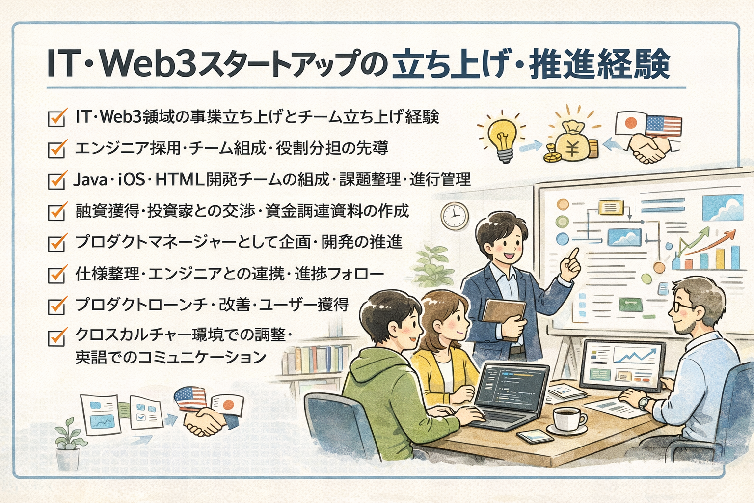 技術チームの立ち上げから、要件整理・開発推進・対外調整まで一貫して担ってきた経験