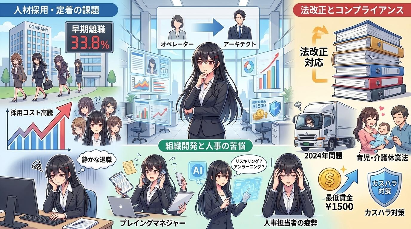 人事担当者の悩みの理由を徹底解説！社員採用・マネジメント・相談…2026年に企業が直面する仕事の課題と解決策