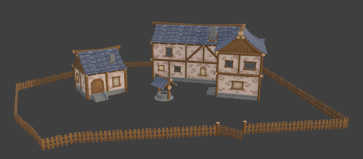 1テクスチャのスタイライズド住宅モジュラーキット