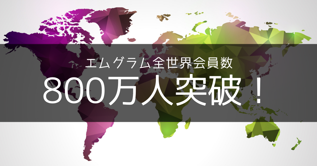 エムグラムの会員数が全世界で800万人を突破しました