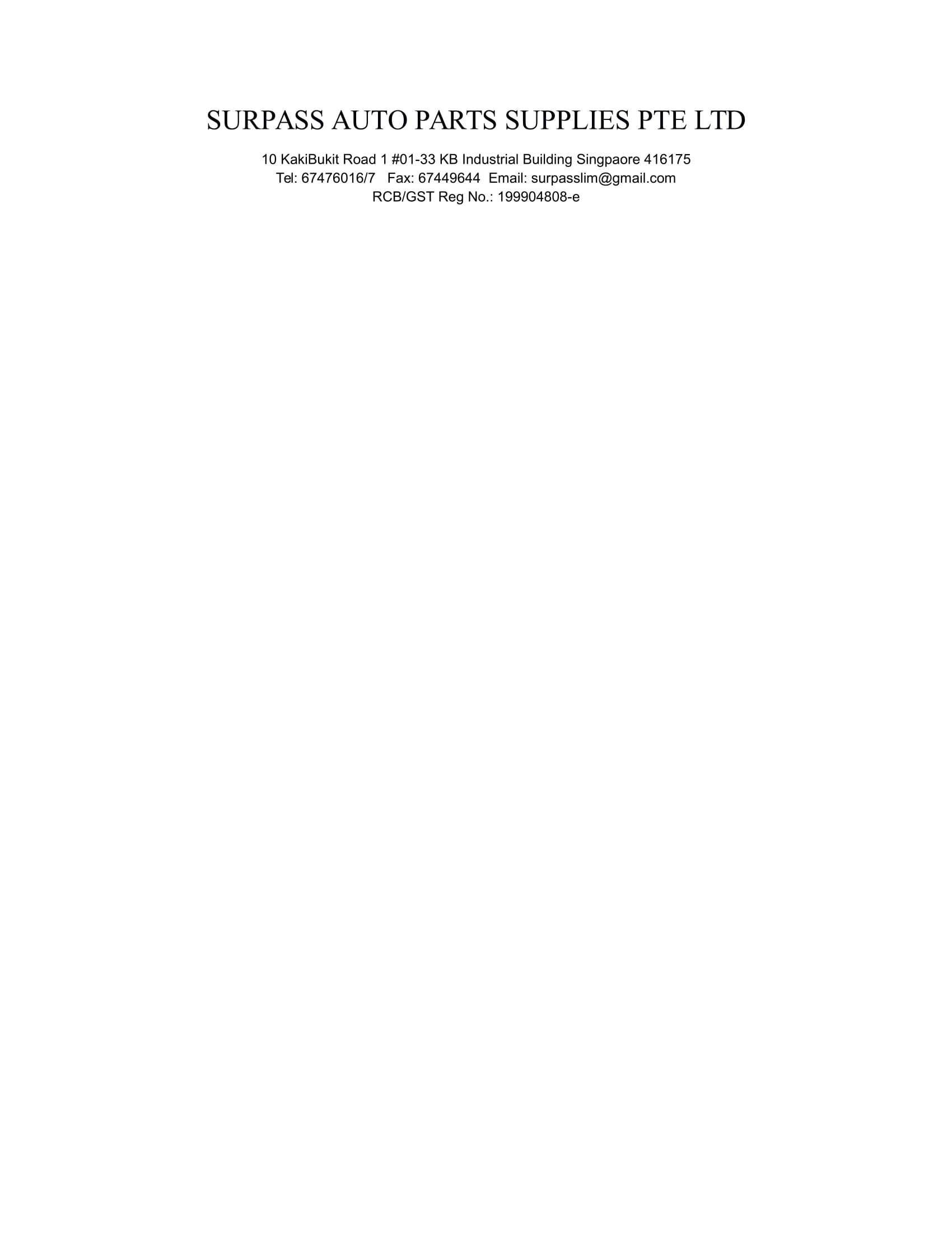 Surpass Auto Parts Supplies Pte Ltd