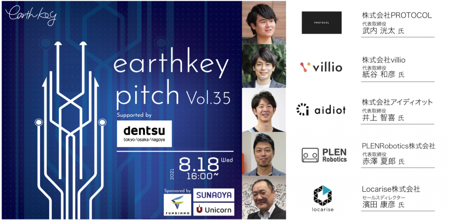 未来を覗けるスタートアップピッチイベント“earthkey pitch”に代表井上の登壇が決定！