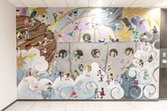 社内アーティスト作｜オフィスエントランスには「多様性」をテーマにした壁面アートがあります。