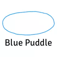 会社のロゴ。水たまりであり、アイデアスケッチでよく使う楕円。２度と描けない円をロゴにしました。