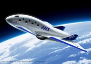 An image of the spaceplane. It will be taking off from the normal airport, reach space, come back to space, and land on the earth. Achieve the world where anyone can go to space. 