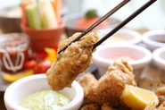 オリーブオイル100％で揚げた「牡蠣の天ぷら」
