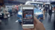 東京モーターショー、アウディブースの来場者用スマートフォンコンテンツ。ディープラーニングによる画像解析と人工音声による解説を活用。