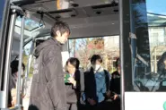 自動運転バス試乗会の風景。多くのお客様にご試乗いただいた。