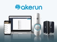 2020年に変更したロゴ。「Akerun Access Intelligence」を基盤としたインテリジェントなサービスとしてのAkerunを想起できるよう”頭脳”のデザインを追加し、さらにAkerunでさまざまな場所や空間、シーンにアクセスする動的なイメージを青と緑のグラデーションで表現しました。