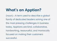 ApptioではApptioの社員をApptianと呼んでいます。真摯で熱く、全力で顧客の成功に向けて協力する社風です。