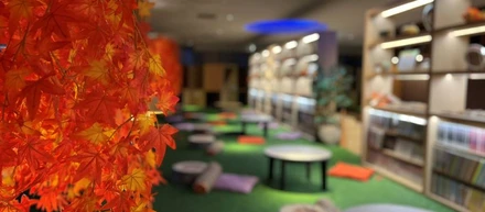 北海道の芦別／おふろCaféは、秋の装飾をしました。
