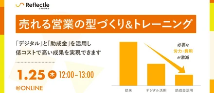 1月25日（木）「売れる営業の型づくり&トレーニング」助成金セミナー開催決定！