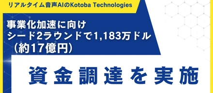 リアルタイム音声AIのKotoba Technologies、事業化加速に向けシード2ラウンドで1,183万ドル（約17億円）の資金調達を実施