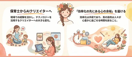 保育士からAIクリエイターへ。私が『効率化の先にある心の余裕』を届けると決めた理由