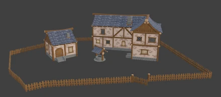 1テクスチャのスタイライズド住宅モジュラーキット