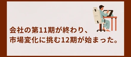 会社の第11期が終わり、市場変化に挑む12期が始まった。