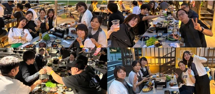 内定者もベテランも一緒に乾杯！みんなでBBQを楽しみました