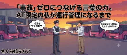 さくら観光バス｜「事故」ゼロにつなげる言葉の力。AT限定の私が未経験から評判の運行管理になるまで
