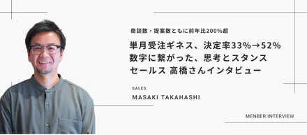 商談決定率52%・四半期売上1位｜商談数,提案数ともに前年比200%以上｜セールス高橋さんインタビュー