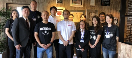 熊本ヴォルターズ湯之上代表・並里選手・横尾選手が来社