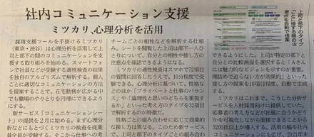 日経産業新聞にミツカリを取り上げていただきました