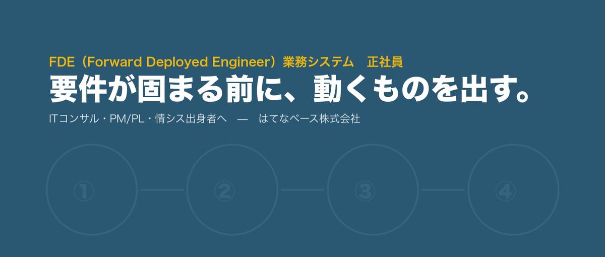 要件が固まる前に動くものを出し本番まで運ぶFDE。コンサル・情シス出身者へ