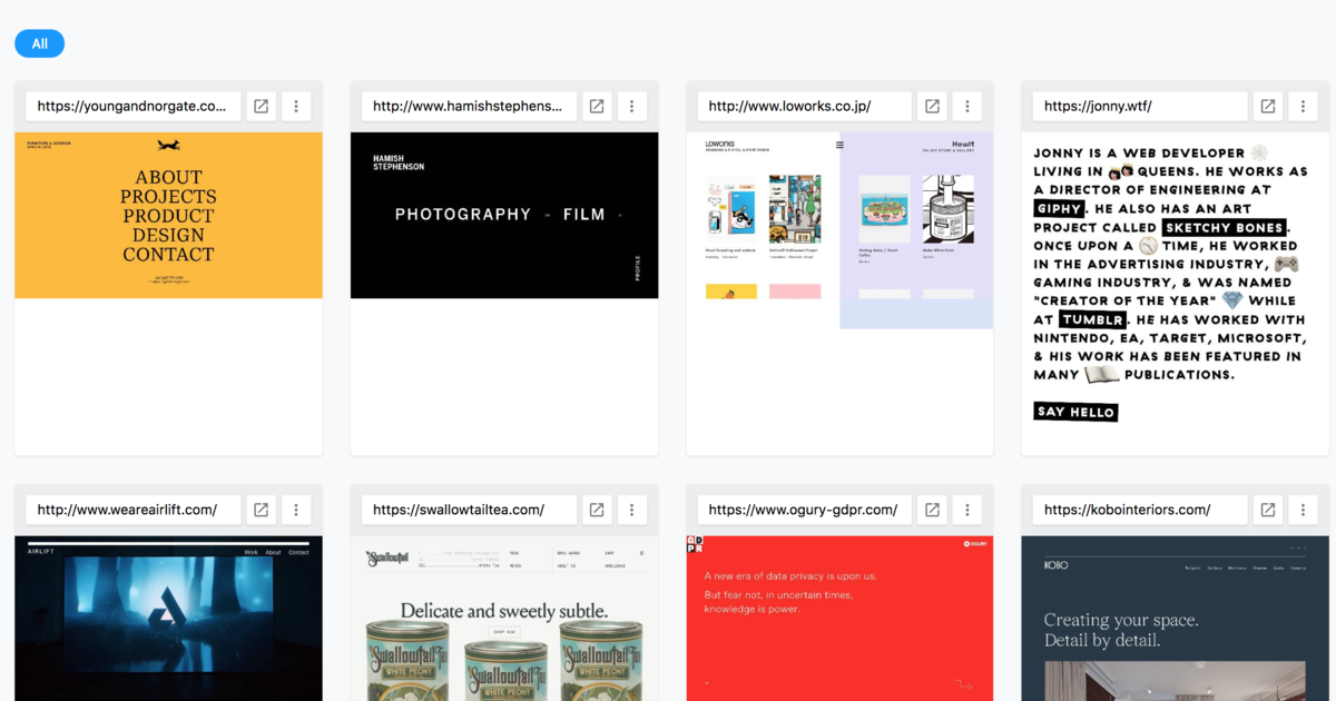 サイトのスクリーンショットを丸ごと保存して閲覧 タグ付けできるchrome拡張機能 Inspiration Wall 株式会社リフレクトエンターテイメント